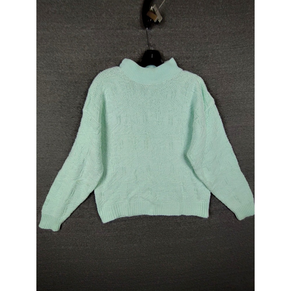 VTG Cheryl Womens Sweater L Green Pastel Chunky Knit Preppy Clean Girl Coastal